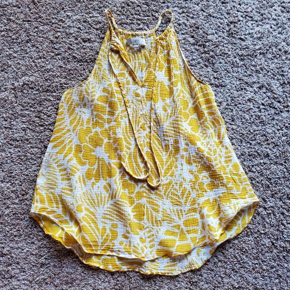 REDUCED!! LOFT Flowy Mustard yellow and white tank - Picture 7 of 7